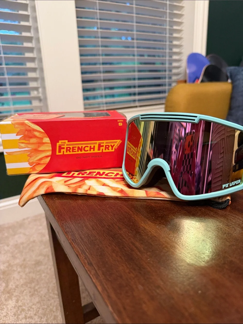 Pit Viper The French Fry - Mint Frame with Pink Mirror Lens Goggles (new!)